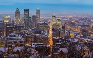 Montreal winter at dusk